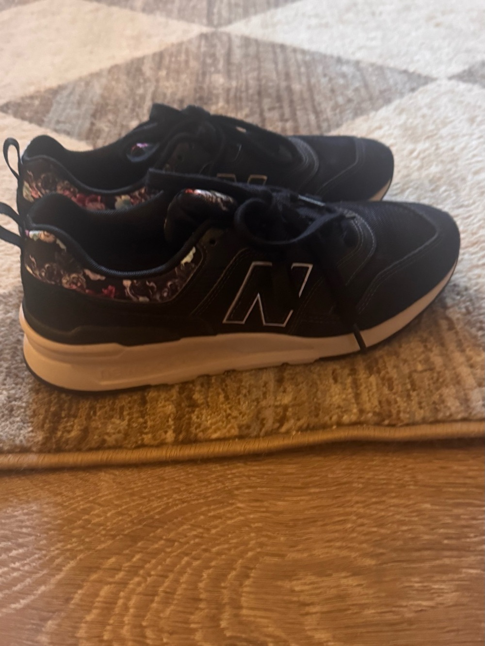 New Balance Black Sneakers with Floral Accent